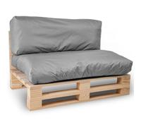 Bananair Coussins Palettes Déhoussables, Tissu Imperméable et Anti-UV - Set 1 Assise 120x80 cm + 1 Dossier 120x40 cm (Gris Foncé)