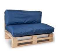 Bananair Coussins Palettes Déhoussables, Tissu Imperméable et Anti-UV - Set 1 Assise 120x80 cm + 1 Dossier 120x40 cm (Bleu)