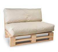 Bananair Coussins Palettes Déhoussables, Tissu Imperméable et Anti-UV - Set 1 Assise 120x80 cm + 1 Dossier 120x40 cm (Beige)