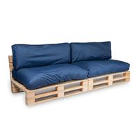 Bananair Coussins Palettes Déhoussables, Tissu Imperméable et Anti-UV - Set 2 Assises 120x80 cm + 2 Dossiers 120x40 cm (Bleu)