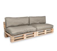 Bananair Coussins Palettes Déhoussables, Tissu Imperméable et Anti-UV - Set 2 Assises 120x80 cm + 2 Dossiers 120x40 cm (Gris Clair)