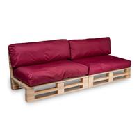 Bananair Coussins Palettes Déhoussables, Tissu Imperméable et Anti-UV - Set 2 Assises 120x80 cm + 2 Dossiers 120x40 cm (Rouge)