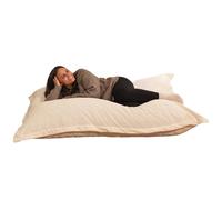 Bananair Pouf Géant XXL d’Intérieur en Velours Côtelé 180x140 cm - Doux, Confortable, Déhoussable - Généreusement Rembourré, Détente Totale - Gros Pouf Lit pour Salon, Chambre Ado, Gamer (Blanc Cassé)