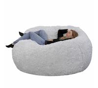 Bananair - Pouf Géant XXL en Fourrure - Doux & Confortable - Housse Lavable en Machine - Généreusement Rembourré, Qualité Supérieure - Gros Pouf Lit, Bean Bag (Gris Clair, 140 cm)