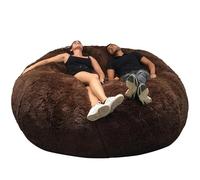Bananair - Pouf Géant XXL en Fourrure - Doux & Confortable - Housse Lavable en Machine - Généreusement Rembourré, Qualité Supérieure - Gros Pouf Lit, Bean Bag (Chocolat, 200 cm)