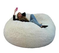 Bananair - Pouf Géant XXL en Fourrure - Doux & Confortable - Housse Lavable en Machine - Généreusement Rembourré, Qualité Supérieure - Gros Pouf Lit, Bean Bag (Blanc, 200 cm)