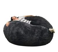 Bananair - Pouf Géant XXL en Fourrure - Doux & Confortable - Housse Lavable en Machine - Généreusement Rembourré, Qualité Supérieure - Gros Pouf Lit, Bean Bag (Gris, 140 cm)