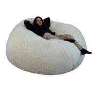 Bananair - Pouf Géant XXL en Fourrure - Doux & Confortable - Housse Lavable en Machine - Généreusement Rembourré, Qualité Supérieure - Gros Pouf Lit, Bean Bag (Blanc, 160 cm)