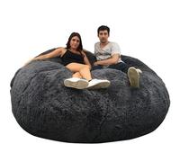 Bananair - Pouf Géant XXL en Fourrure - Doux & Confortable - Housse Lavable en Machine - Généreusement Rembourré, Qualité Supérieure - Gros Pouf Lit, Bean Bag (Gris, 180 cm)