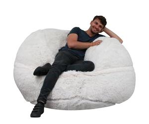 Bananair - Pouf Géant XXL en Fourrure - Doux & Confortable - Housse Lavable en Machine - Généreusement Rembourré, Qualité Supérieure - Gros Pouf Lit, Bean Bag (Blanc, 140 cm)