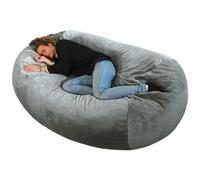 Bananair - Pouf Géant XXL Long - Assemblé en France - Pouf Chambre Moelleux, Bean Bag Rembourré en Mousse Ultra Confortable - Housses lavables en Machine (Gris)