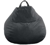 Bananair Pouf Poire en Velours Côtelé - Doux, Confortable, Facilement Transportable & Housse Lavable - Gros Pouf Salon/Chambre pour Adulte, Ado, Enfant (120 x 100 cm, Gris foncé)