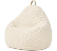Bananair - Pouf Poire en Velours Côtelé - Fabriqué en France - Confortable, Facilement Transportable & Housse Lavable - Gros Pouf Salon/Chambre pour Adulte, Ado, Enfant (120 x 100 cm, Blanc cassé)