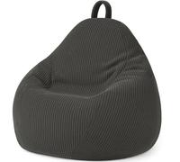 Bananair Pouf Poire en Velours Côtelé - Fabriqué en France - Doux, Confortable, Facilement Transportable & Housse Lavable - Gros Pouf Salon/Chambre pour Ado, Enfant (105 x 85 cm, Gris foncé)