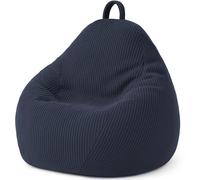 Bananair Pouf Poire en Velours Côtelé - Fabriqué en France - Doux, Confortable, Facilement Transportable & Housse Lavable - Gros Pouf Salon/Chambre pour Adulte, Ado, Enfant (120 x 100 cm, Bleu foncé)