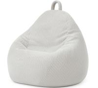 Bananair Pouf Poire en Velours Côtelé - Fabriqué en France - Doux, Confortable, Facilement Transportable & Housse Lavable - Gros Pouf Salon/Chambre pour Ado, Enfant (105 x 85 cm, Gris Clair)