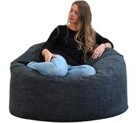 Bananair - Pouf Poire Géant Velours Côtelé, Fabriqué en France - Fauteuil Pouf XXL Remplissage Mousse, Généreusement Rembourré, 100% Confort & Douceur - Idéal Salon, Chambre Adulte, Ado (100 cm, Bleu)