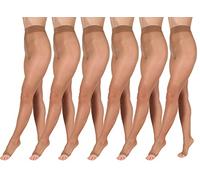 BANANALU 15 deniers collants souples sans orteils transparents à bout ouvert, Caramel Lot de 6, XL