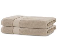 BANANALU Lot de 2 serviettes d'invité 50 x 100 cm 100 % coton Taupe