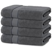 BANANALU Lot de 4 serviettes de bain 70 x 140 cm 100 % coton Anthracite