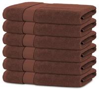 BANANALU Lot de 6 serviettes d'invité 50 x 100 cm 100 % coton Chocolat