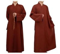 Bananaww Robe Moine Bouddhiste Homme - Robe Shaolin en Lin Coton pour Méditation Zen, Kung Fu, Tai Chi, Vêtement Temple Unisex Automne Hiver, Respirant, Confortable