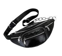Banane Cuir Noir Femme, Ceinture et Bandoulière, Taille Homme, Portefeuille et Poche Housse de Transport Clip Randonnée Sport Petit Sac