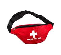 Banane de Secours D’urgence Rouge, Poche Médicale Zippée en Nylon | Accès Rapide, Compartiments Dédiés et Ceinture Réglable, pour Bandages et Compresses Lors du Vélo
