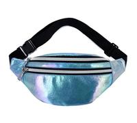 Banane Fluo Sac Banane holographique for Femmes, 1 pièce, Sac de Taille holographique, PU Voyage de Plage, Banane Hanche, Sacs de Taille à Fermeture éclair, Sac de Ceinture for Filles(Blue)