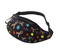 Banane Sac À Dos Léger Sacoche Homme Bandouliere Sensibilisation À l'Autisme Amour Spécial Portable Sac De Taille pour D'Entraînement Balade Alpinisme 14X35Cm