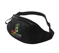 Banane Sac À Dos Plus d'amour, Moins De Haine, Gay Pride Loisir Sac Porté Épaule Grande Capacité Sacoche Homme Bandouliere pour Vie Quotidienne Alpinisme D'Entraînement 14X35Cm