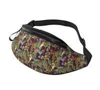 Banane Sac À Dos Réglable Waist Pack Perroquet Mignon, Babouin, Léopard avec Prise Casque Sac Poitrine pour Voyage Gym Randonnée 14X35Cm