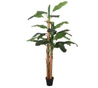 Bananier artificiel - vidaXL - 18 feuilles - 150 cm - Vert - Troncs en bambou - Feuilles en PEVA - Pot en plastique