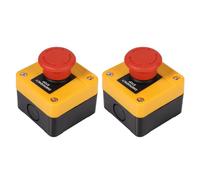 banapoy 2 Pièces 10A Interrupteur à Bouton D'arrêt D'urgence, 1NO 1NC Interrupteur D'arrêt D'urgence à Panneau Rouge avec Boîte, pour Contrôler les Démarreurs électromagnétiques