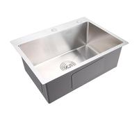 banapoy Évier Cuisine pour Camping-car 24", évier Bar Cuve Unique Acier Inoxydable, Station Travail avec Panier et Crépine, Montage encastré Supérieur, pour Remorque Voyage Garage