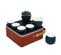 banapoy Service à thé Chinois Portable Gongfu, Théière en Céramique avec 4 Tasses thé, Tasse équitable, Plateau, Boîte, Sac de Voyage, étui Tout-en-un pour Pique-nique en Plein Air
