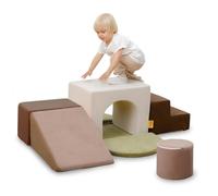 BanaSuper Blocs Mousse Éducatifs Modulables | Jeu de Motricité Intérieure pour Enfants | Parcours Motricité | Structure d'escalade Antidérapante | Design Lavable & Sécurité Renforcée (Gris)