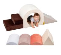 BanaSuper Blocs Mousse Éducatifs Modulables | Jeu de Motricité Intérieure pour Enfants | Parcours Motricité | Structure d'escalade Antidérapante | Design Lavable & Sécurité Renforcée, Bleu Rose