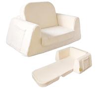 BanaSuper Canapé-lit Enfant Convertible 2-en-1, Fauteuil et Lit Pliable pour Bébés, Fauteuil pour Enfants, Base Élargie Anti-Bascule, Housse Détachable Lavable, Cadeau pour Garçon Fille, Beige