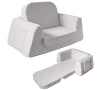 BanaSuper Canapé-lit Enfant Convertible 2-en-1, Fauteuil et Lit Pliable pour Bébés, Fauteuil pour Enfants, Base Élargie Anti-Bascule, Housse Détachable Lavable, Cadeau pour Garçon Fille, Gris