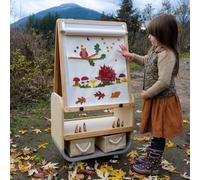BanaSuper Chevalet Pour Enfants, Tableau Double Face Magnétique pour Enfants avec Roulettes, Surface de Dessin XL Réglable en Hauteur, Chevalet de Peinture en Bois, Sécurité Certifiée EN71