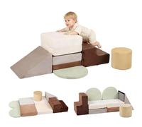 BanaSuper Parcours de Motricité, Blocs de Mousse Bébé 7 pcs, Module de Motricité Enfant Intérieur, Tapis de Jeu & Blocs d'escalade, Jeu d'Éveil Sensoriel et Physique, Cadeau pour Filles et Garçons