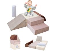 BanaSuper Parcours Motricité Bébé Pliable, 5 Modules en Mousse Douce pour Enfants, Tapis de Jeu & Blocs d'Escalade, Jeu d'Intérieur pour Maison Crèche, Développement Motor Skills, Design Lavable, Bleu
