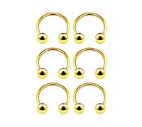 BanaVega Lot de 6 boucles d'oreilles fer à cheval en acier inoxydable pour cartilage, septum, nez, lèvre, tragus, Acier inoxydable, na