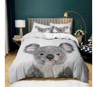 BanbE Housse de Couette Koala des Animaux 220x240 cm Parure de Lit 1 Personne avec Fermeture Éclair Sets de Housse Couette en Microfibre avec 2 Taie d'oreiller 65x65cm
