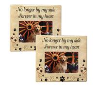 Banberry Designs Pet Memorial Ceramic Picture Frame - Ensemble de 2 - Pas plus mes c t s - Forever In My Heart - Pet Loss Gift - Frame photo -