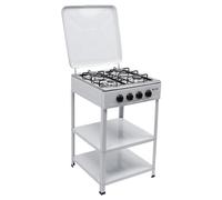 Banborba Plaque de Cuisson à Gaz Naturel Avec 4 Brûleurs, Cuisinière Autonome Avec Étagère à 2 Étages et Couvercle, Portable pour Camping