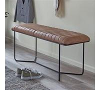 HAKU Möbel Banc Marron, Noir, Cuir véritable, métal - Dim.: L 100 cm x H 48 cm x P 38 cm, Style: Industrial