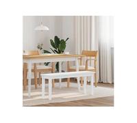 Banc 110 cm blanc bois massif caoutchouc Blanc G