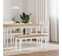 Banc 110 cm blanc bois massif caoutchouc chaise de banc canapé de banc vidaXL